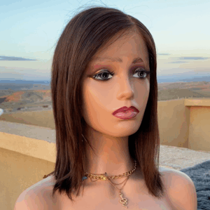 شعر طبيعي  روسي  طول 14 انش كثافة 200 دونتال 4*4 اللون مارون lisse